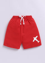 Baby Boys Casual T-shirt Shorts  (WHITE RED)