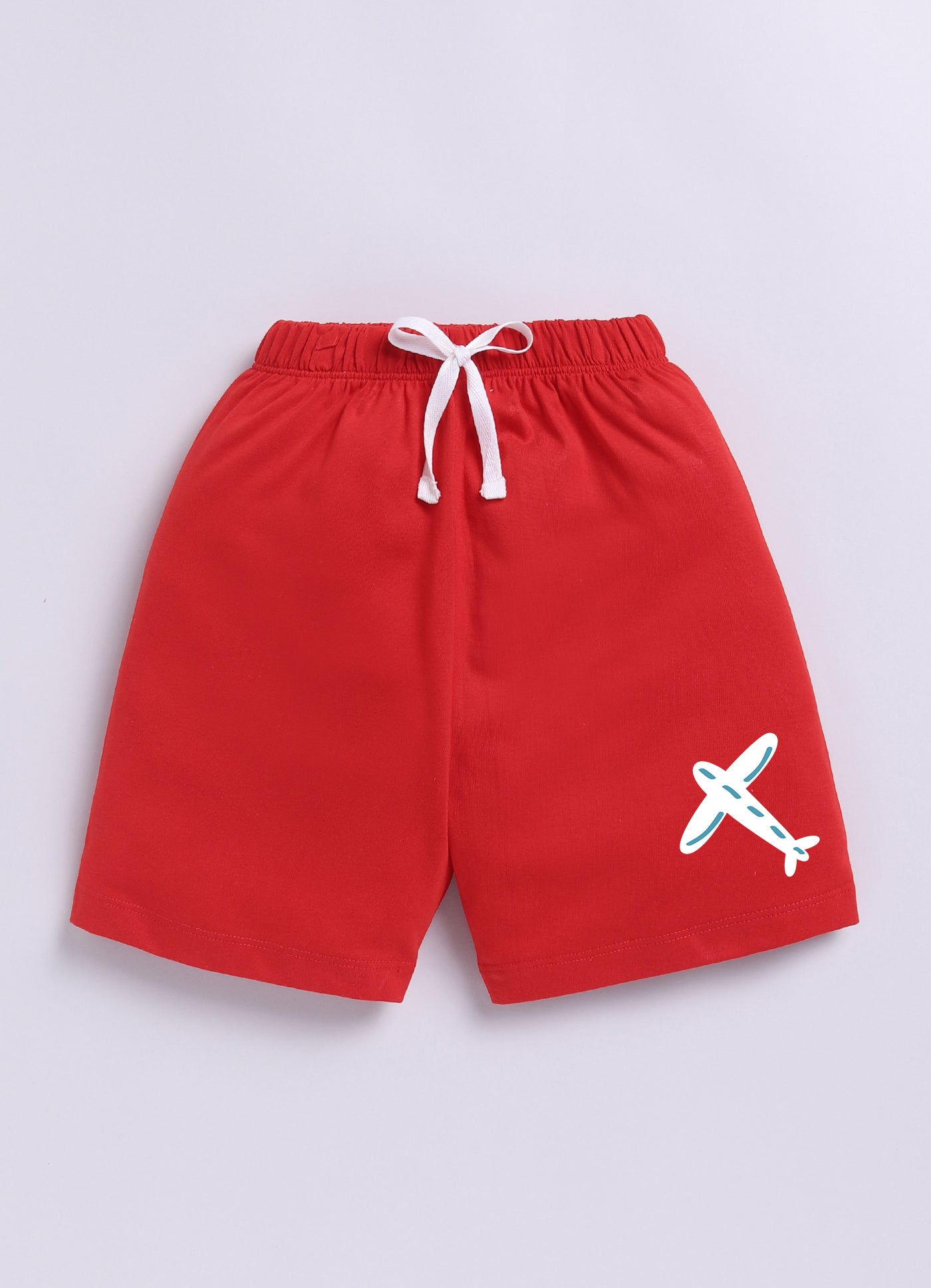 Baby Boys Casual T-shirt Shorts  (WHITE RED)