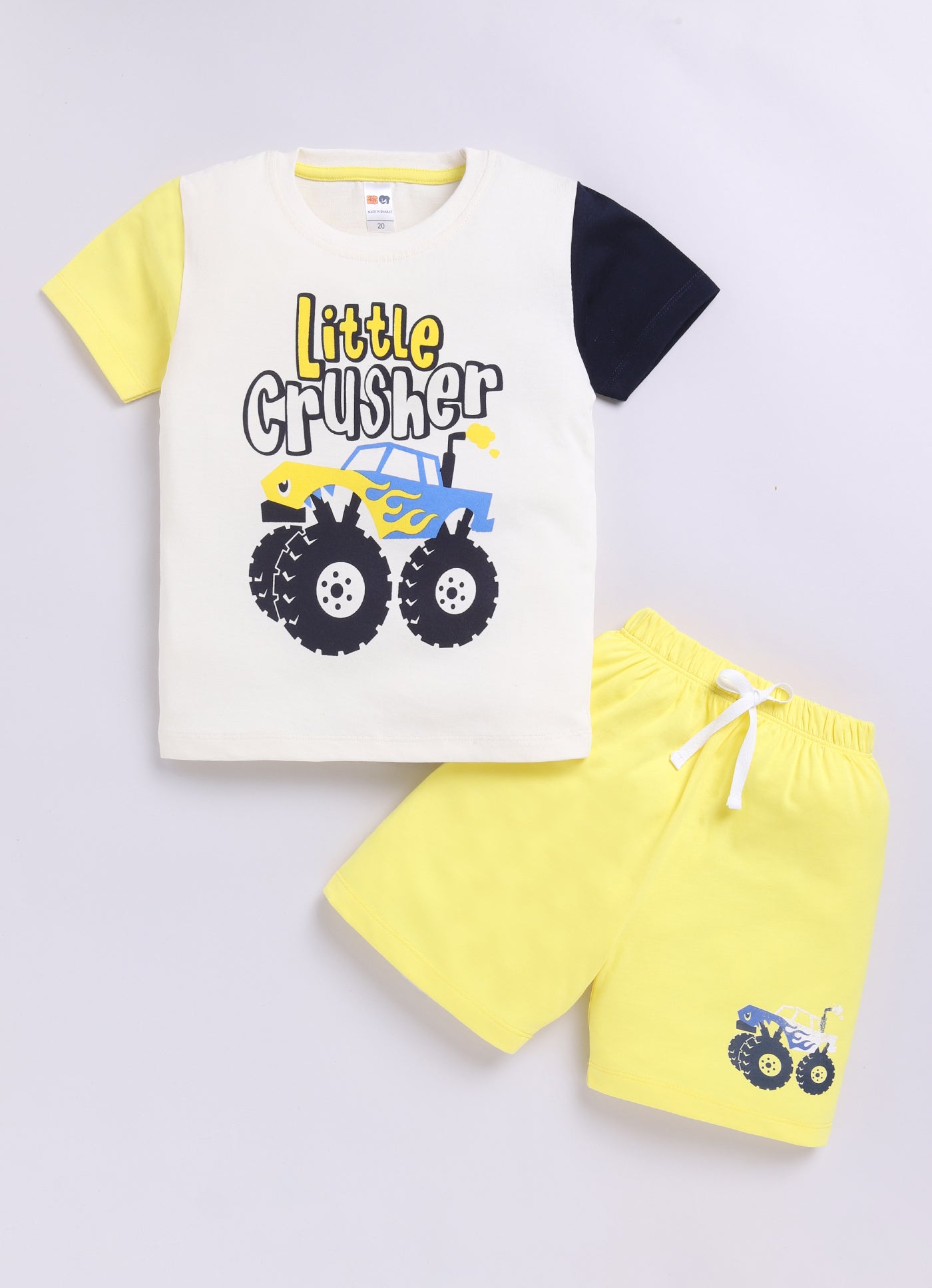 Baby Boys Casual T-shirt Shorts  (CREAM YELLOW)