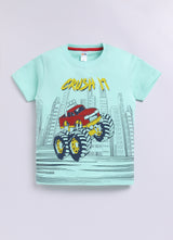 Baby Boys Casual T-shirt Shorts  (GREEN RED)