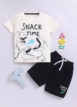 Baby Boys Casual T-shirt Shorts  (CREAM)