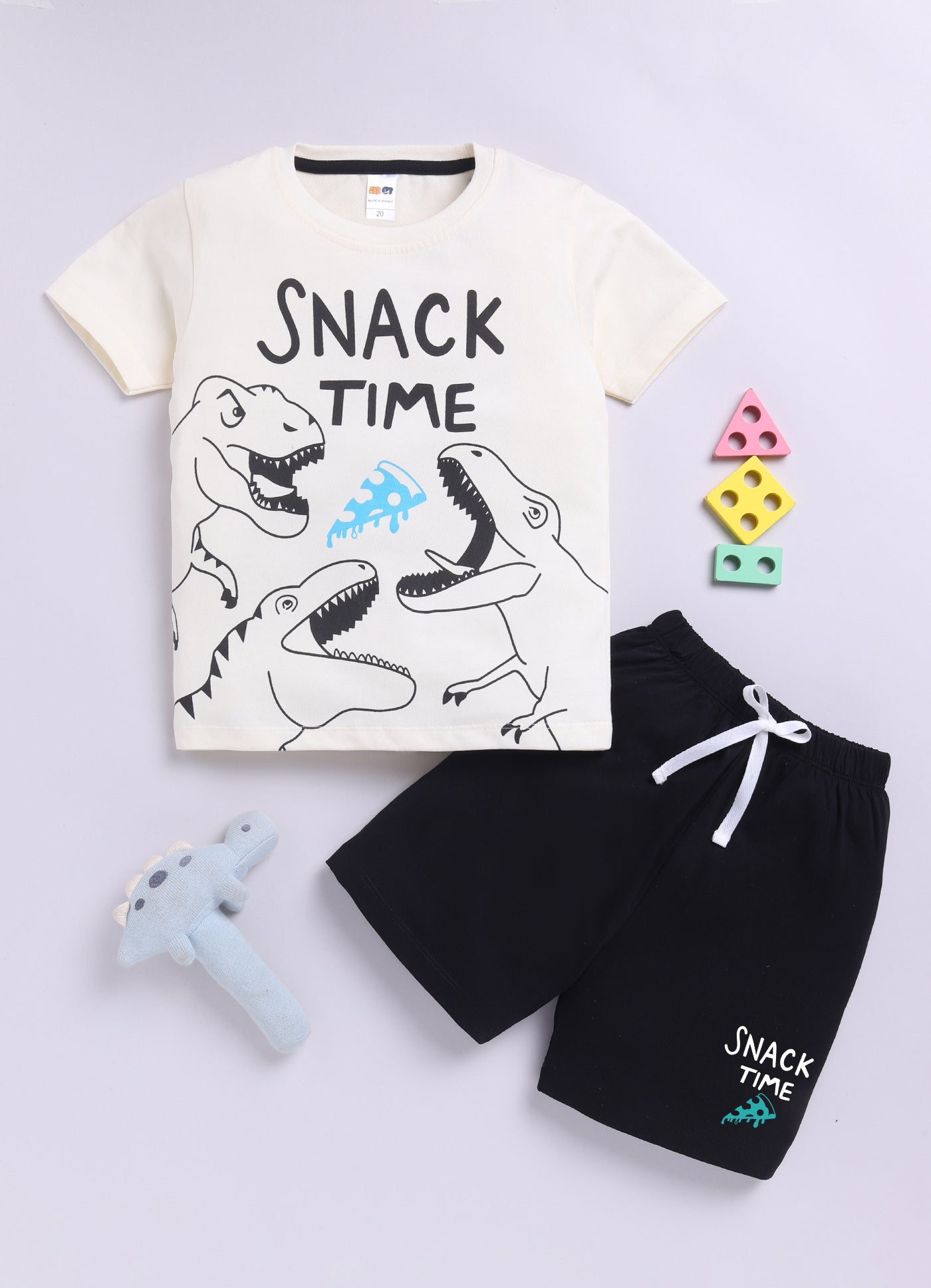 Baby Boys Casual T-shirt Shorts  (CREAM)