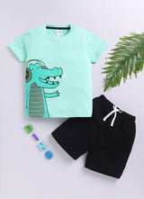 Baby Boys Casual T-shirt Shorts  (GREEN)
