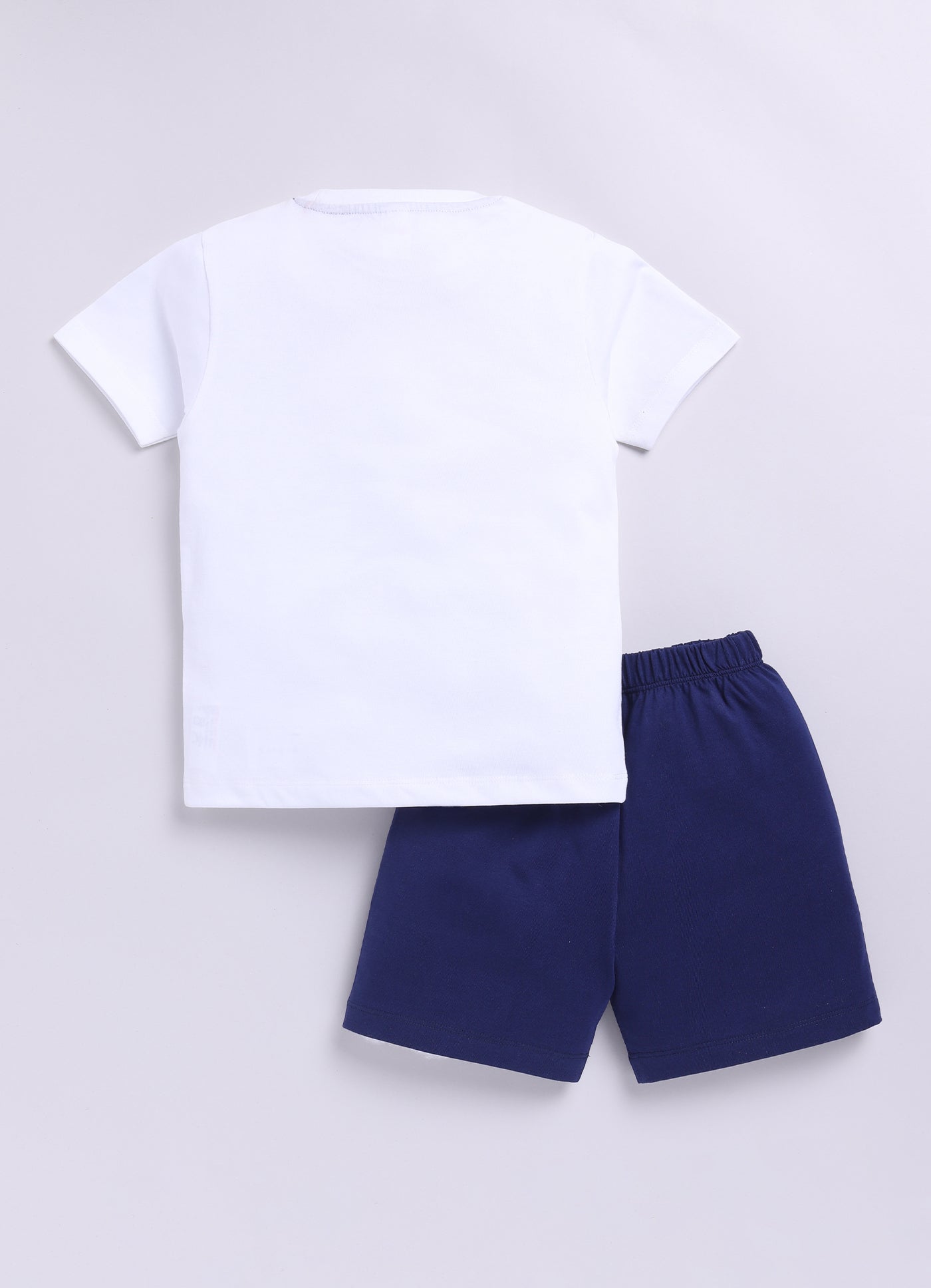 Baby Boys Casual T-shirt Shorts  (WHITE NAVY)