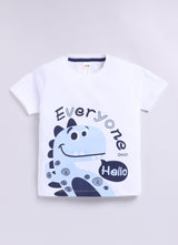 Baby Boys Casual T-shirt Shorts  (WHITE NAVY)