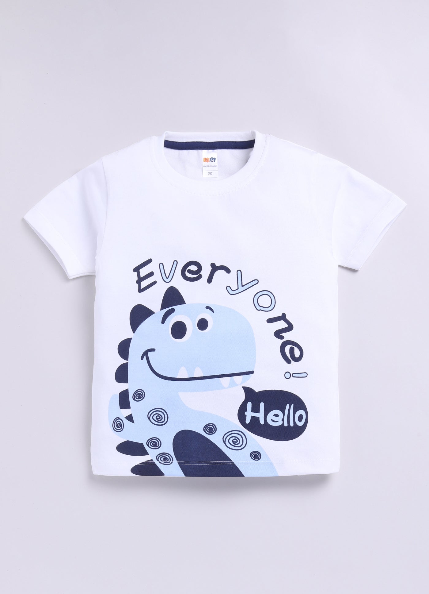 Baby Boys Casual T-shirt Shorts  (WHITE NAVY)