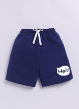 Baby Boys Casual T-shirt Shorts  (WHITE NAVY)