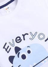 Baby Boys Casual T-shirt Shorts  (WHITE NAVY)