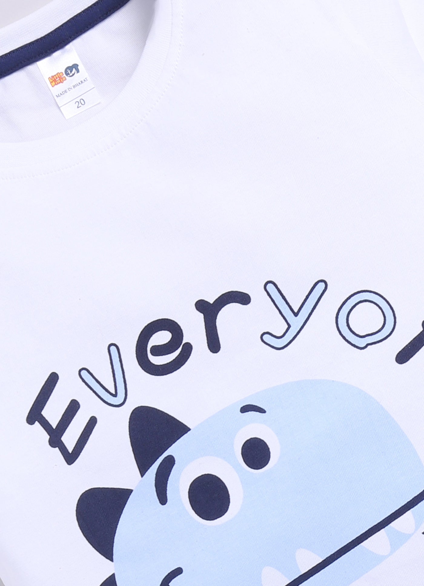 Baby Boys Casual T-shirt Shorts  (WHITE NAVY)