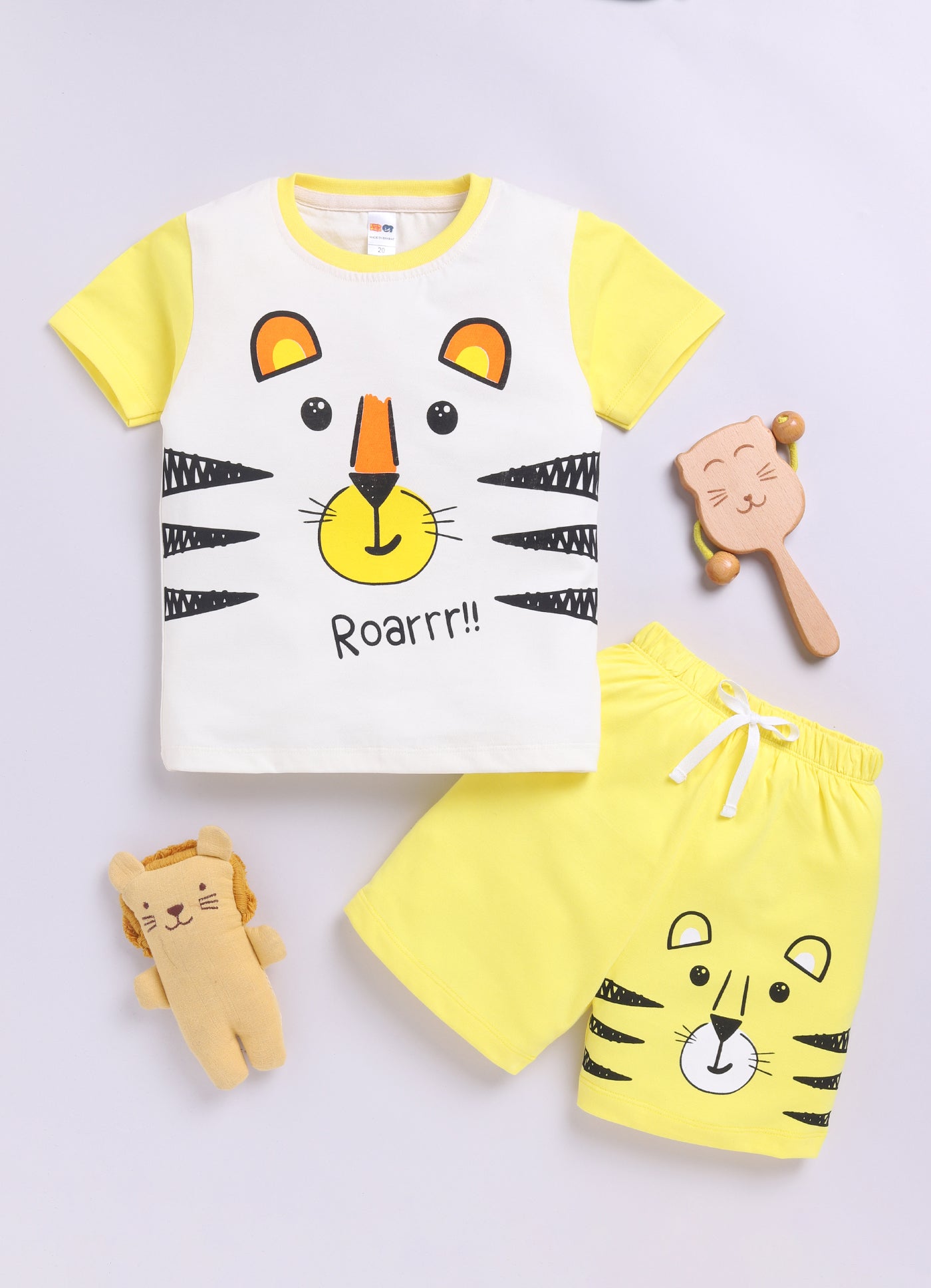 Baby Boys Casual T-shirt Shorts  (YELLOW)