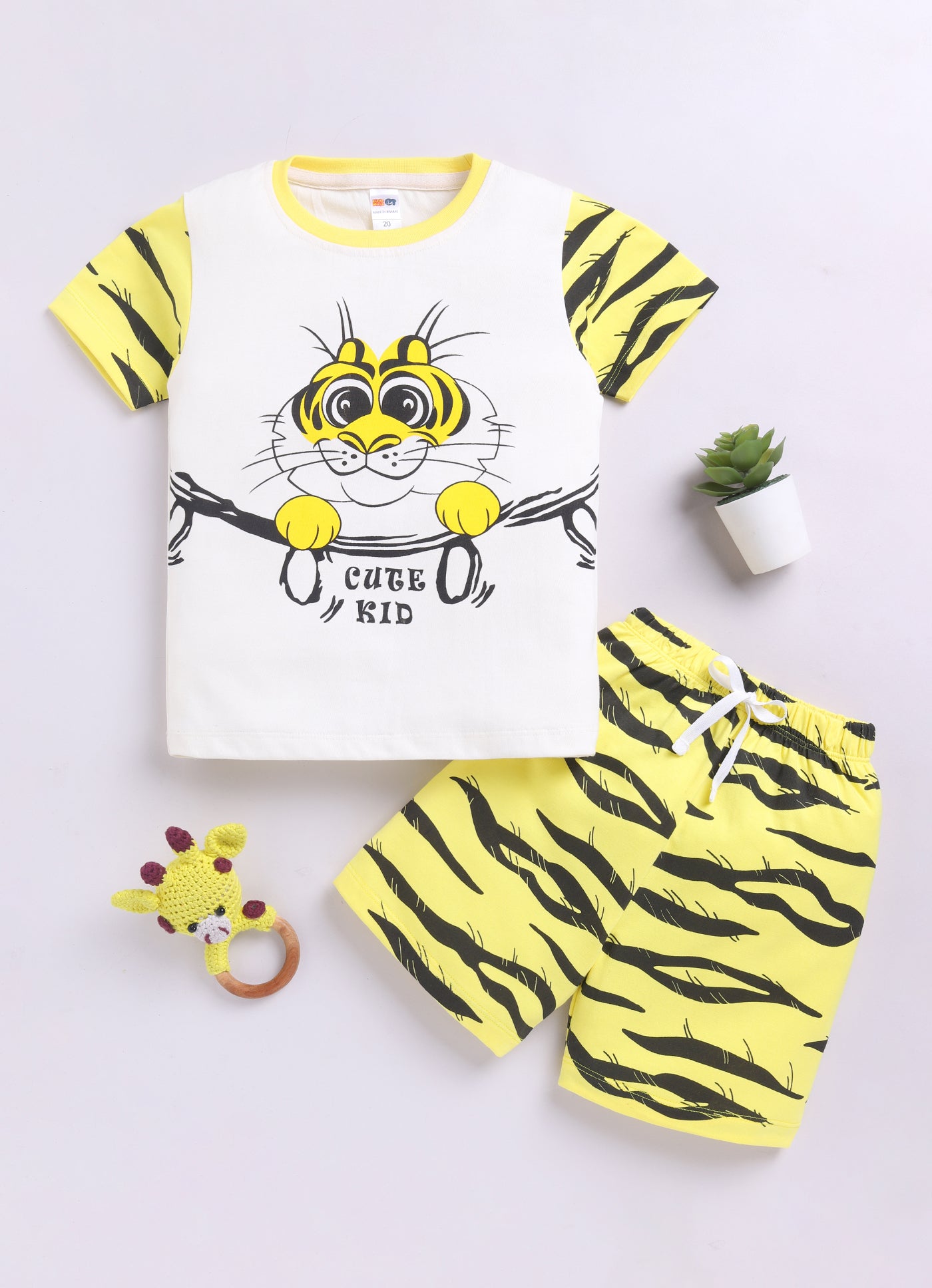 Baby Boys Casual T-shirt Shorts  (CREAM)