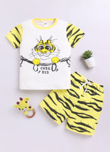 Baby Boys Casual T-shirt Shorts  (CREAM)