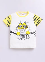 Baby Boys Casual T-shirt Shorts  (CREAM)