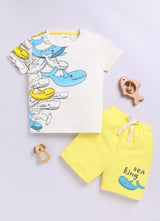 Baby Boys Casual T-shirt Shorts  (CREAM)