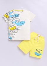 Baby Boys Casual T-shirt Shorts  (CREAM)
