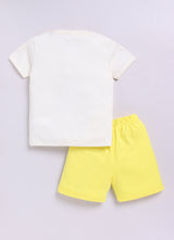 Baby Boys Casual T-shirt Shorts  (CREAM YELLOW)