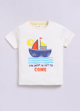 Baby Boys Casual T-shirt Shorts  (CREAM YELLOW)