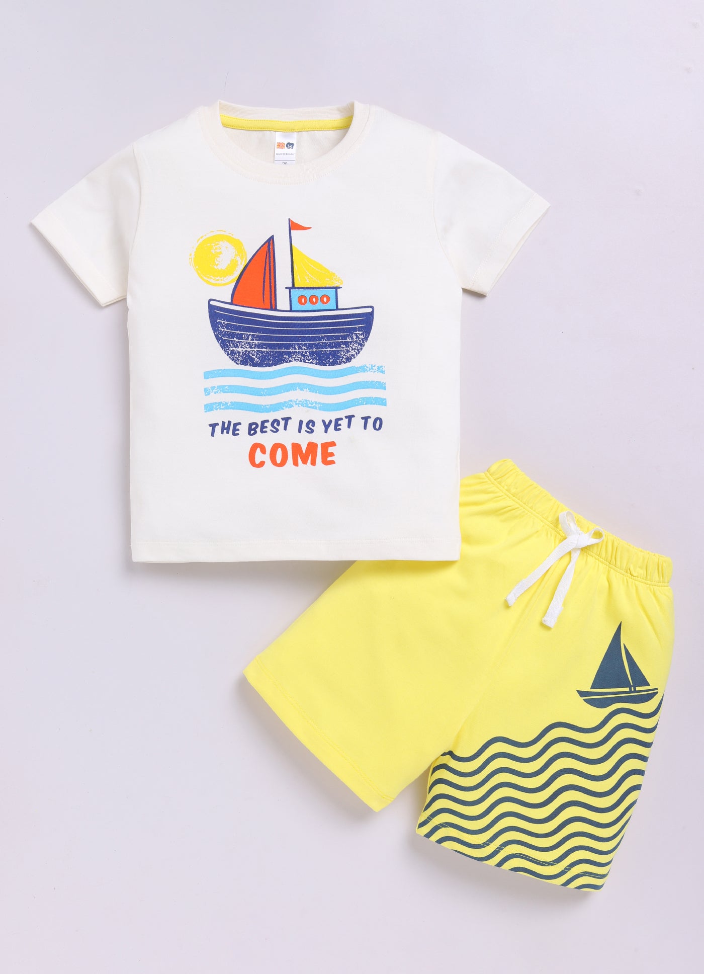 Baby Boys Casual T-shirt Shorts  (CREAM YELLOW)