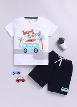 Baby Boys Casual T-shirt Shorts  (WHITE)
