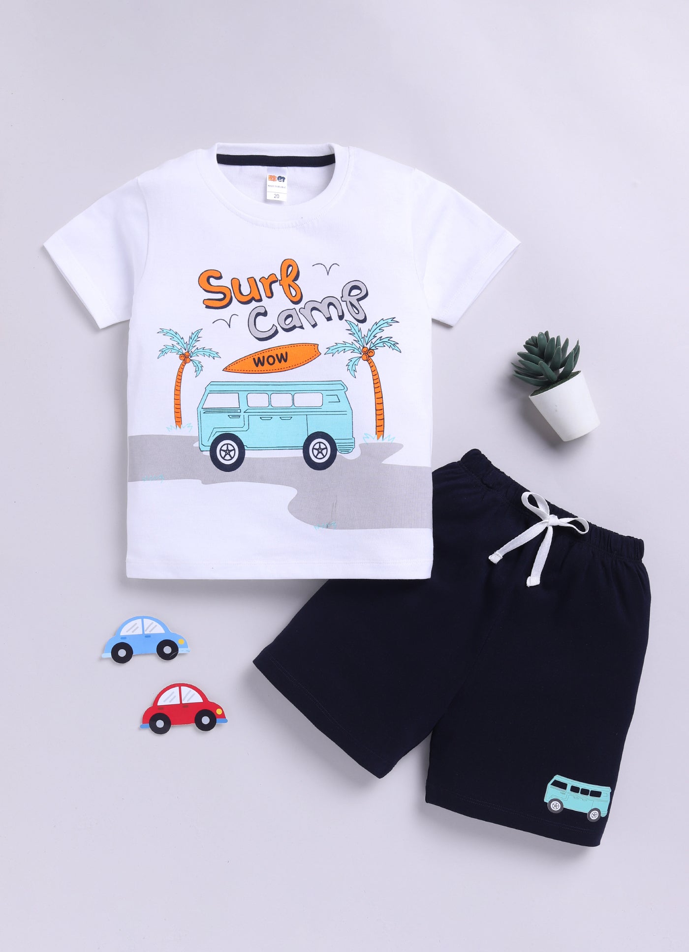 Baby Boys Casual T-shirt Shorts  (WHITE)