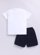 Baby Boys Casual T-shirt Shorts  (WHITE)