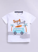 Baby Boys Casual T-shirt Shorts  (WHITE)