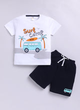 Baby Boys Casual T-shirt Shorts  (WHITE)
