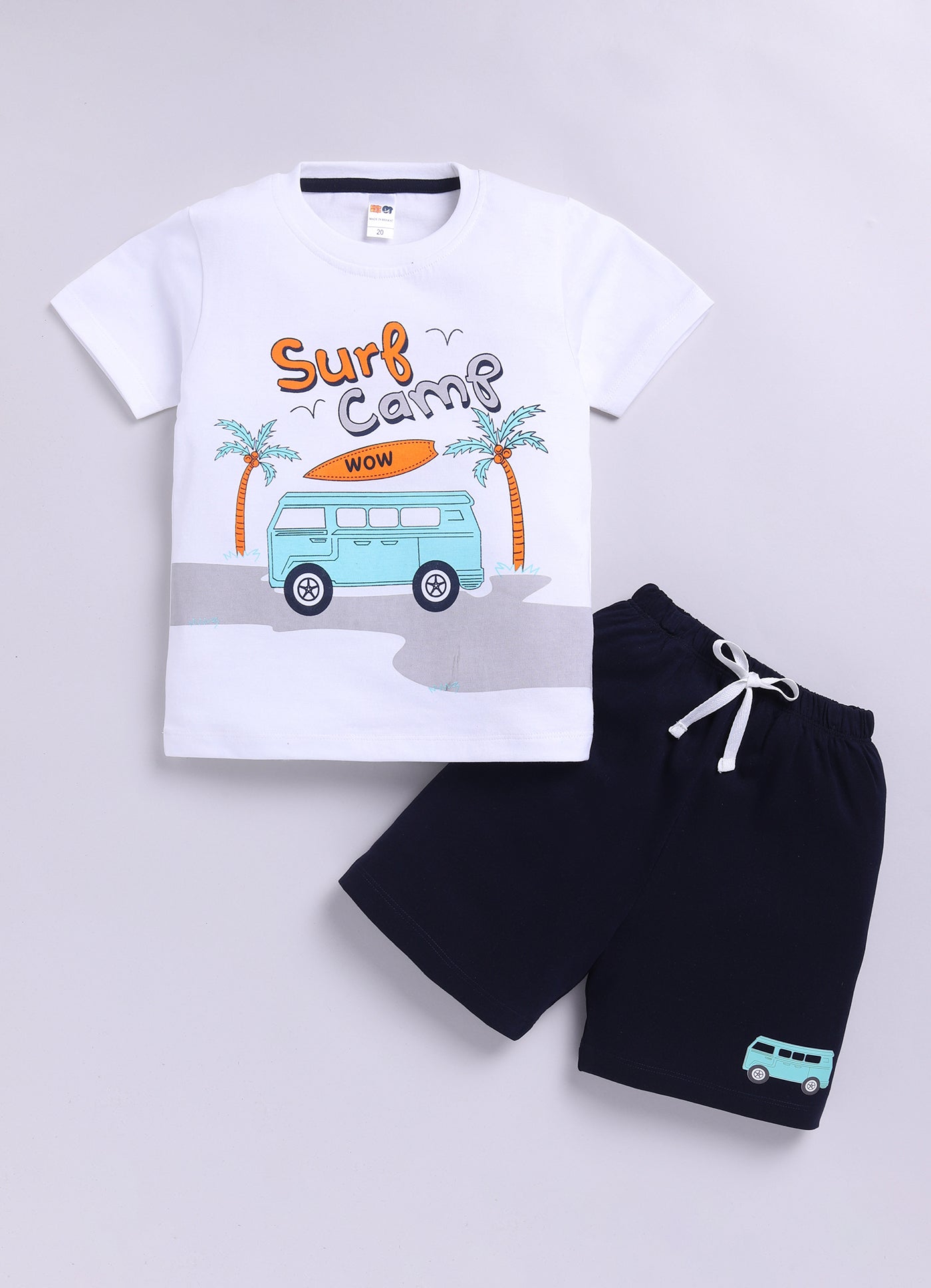 Baby Boys Casual T-shirt Shorts  (WHITE)