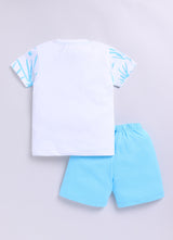 Baby Boys Casual T-shirt Shorts  (SKY WHITE)