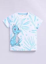 Baby Boys Casual T-shirt Shorts  (SKY WHITE)