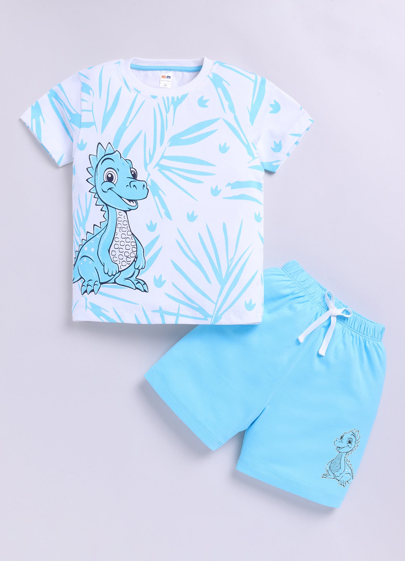 Baby Boys Casual T-shirt Shorts  (SKY WHITE)