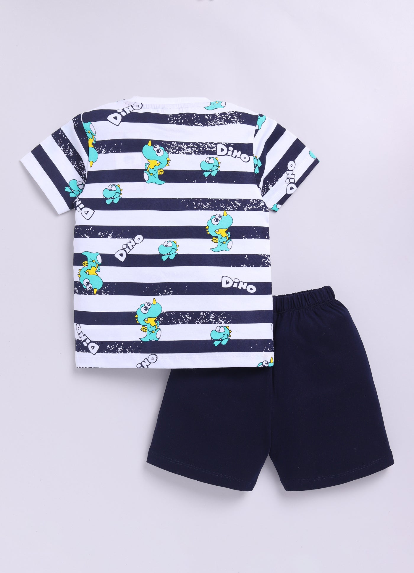 Baby Boys Casual T-shirt Shorts  (WHITE BLUE)