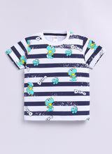 Baby Boys Casual T-shirt Shorts  (WHITE BLUE)