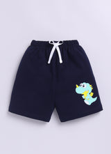Baby Boys Casual T-shirt Shorts  (WHITE BLUE)