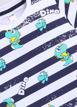 Baby Boys Casual T-shirt Shorts  (WHITE BLUE)