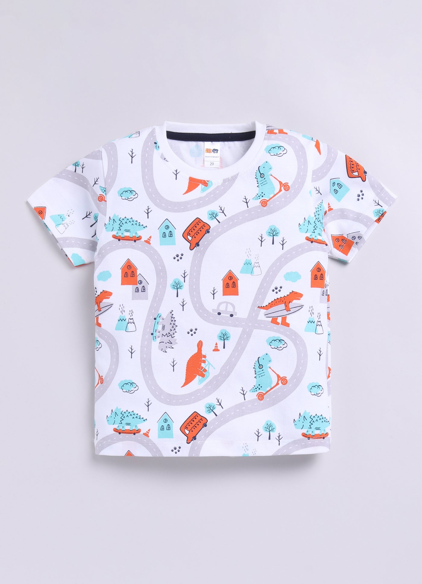 Baby Boys Casual T-shirt Shorts  (WHITE DARK BLUE)