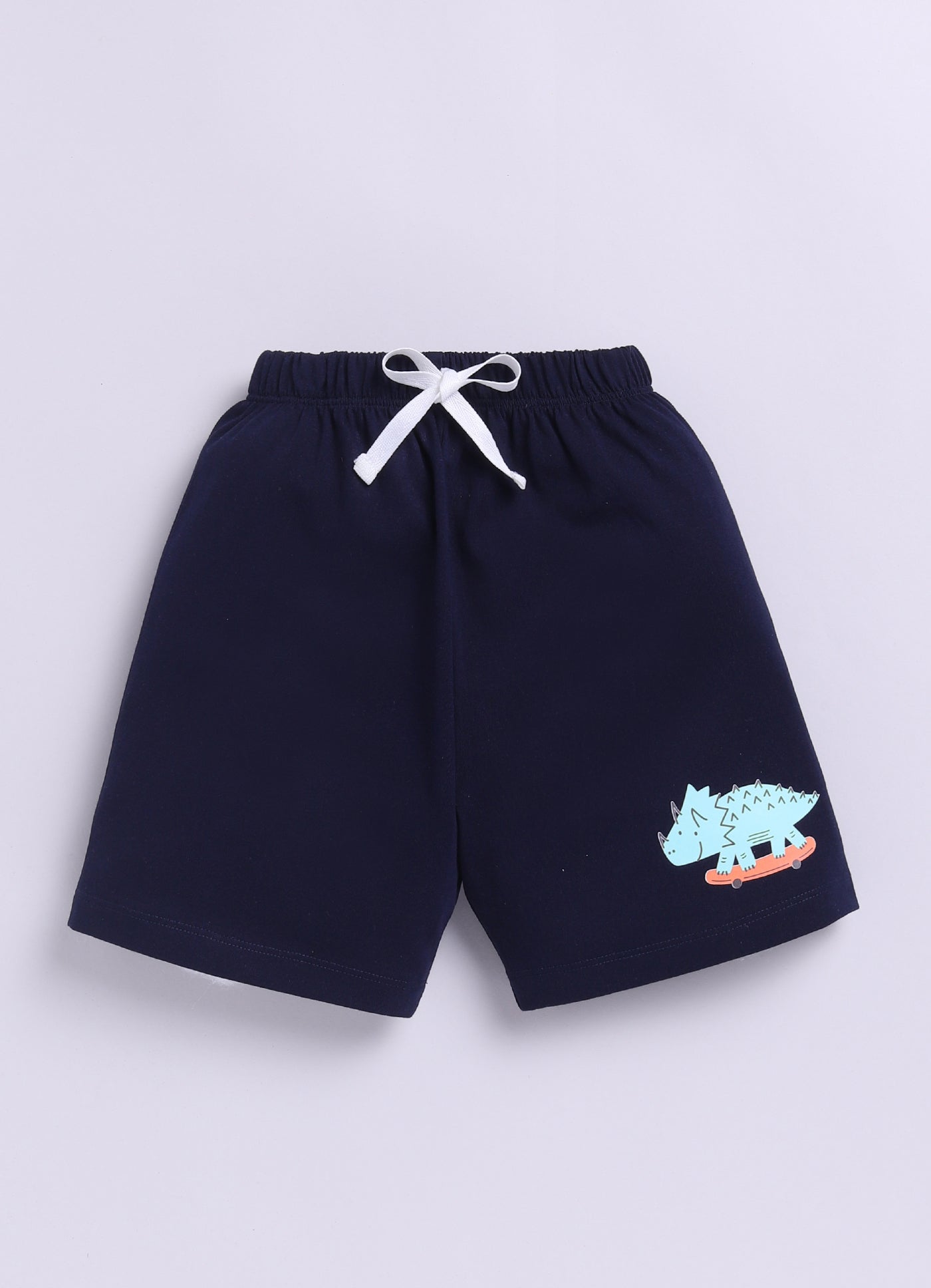 Baby Boys Casual T-shirt Shorts  (WHITE DARK BLUE)