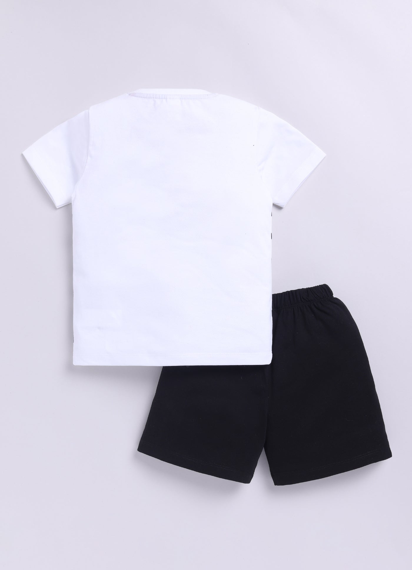 Baby Boys Casual T-shirt Shorts  (WHITE BLACK)