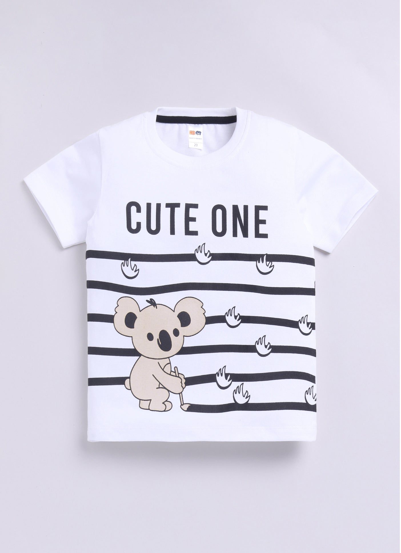 Baby Boys Casual T-shirt Shorts  (WHITE BLACK)