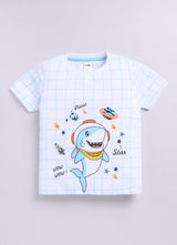 Baby Boys Casual T-shirt Shorts  (WHITE SKY)