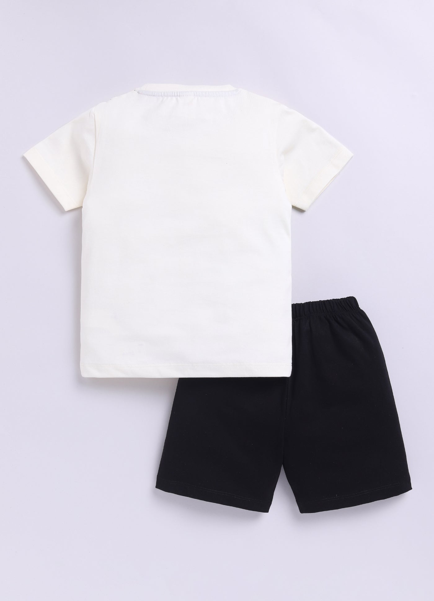 Baby Boys Casual T-shirt Shorts  (CREAM BLACK)