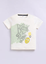 Baby Boys Casual T-shirt Shorts  (CREAM BLACK)