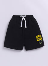 Baby Boys Casual T-shirt Shorts  (CREAM BLACK)