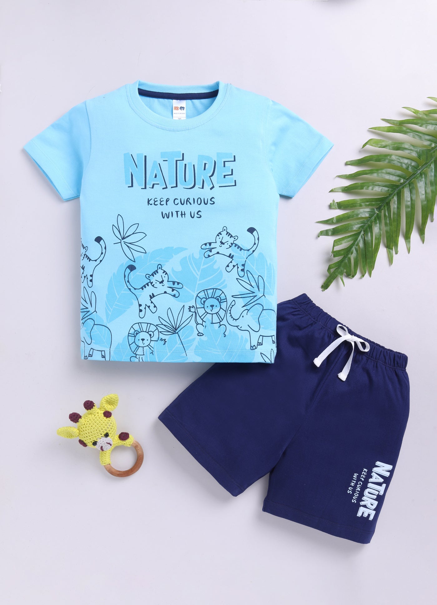 Baby Boys Casual T-shirt Shorts  (BLUE)