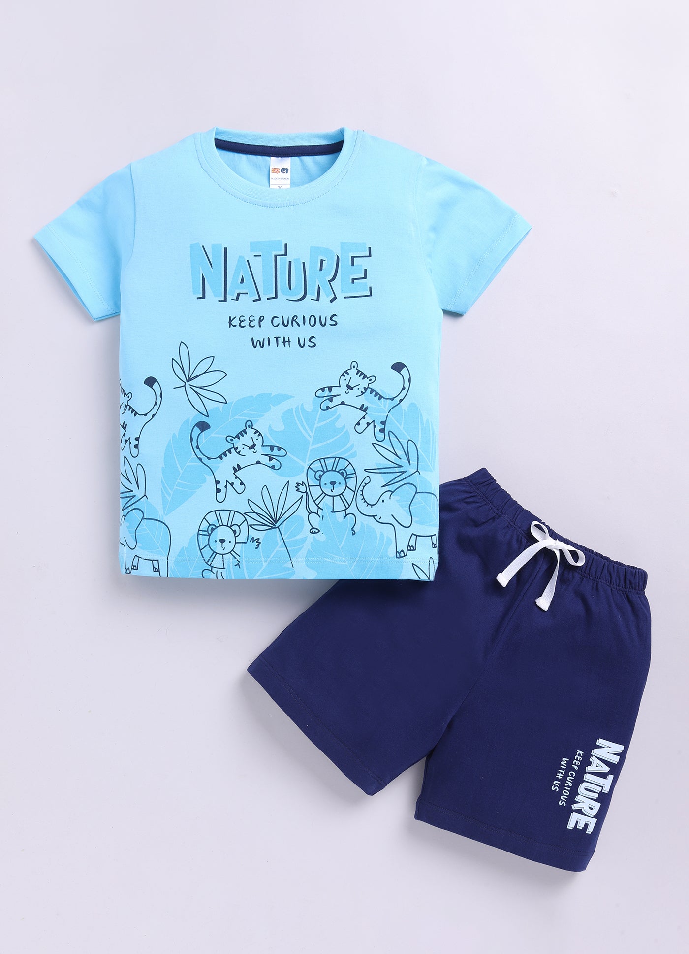 Baby Boys Casual T-shirt Shorts  (BLUE)