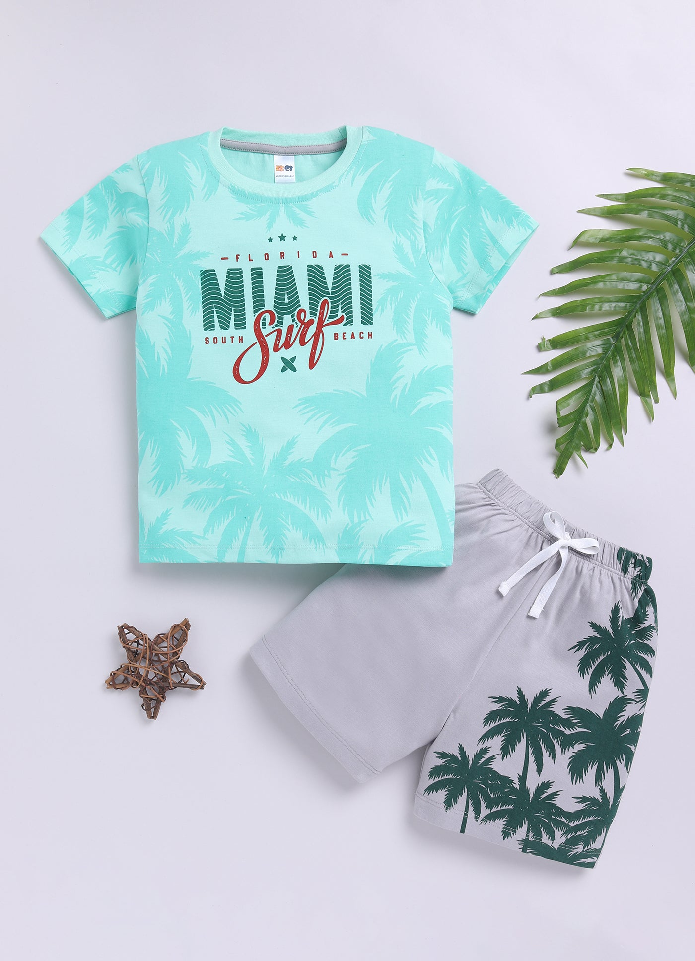 Baby Boys Casual T-shirt Shorts  (GREEN)