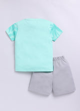 Baby Boys Casual T-shirt Shorts  (GREEN)