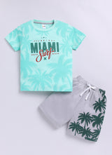 Baby Boys Casual T-shirt Shorts  (GREEN)