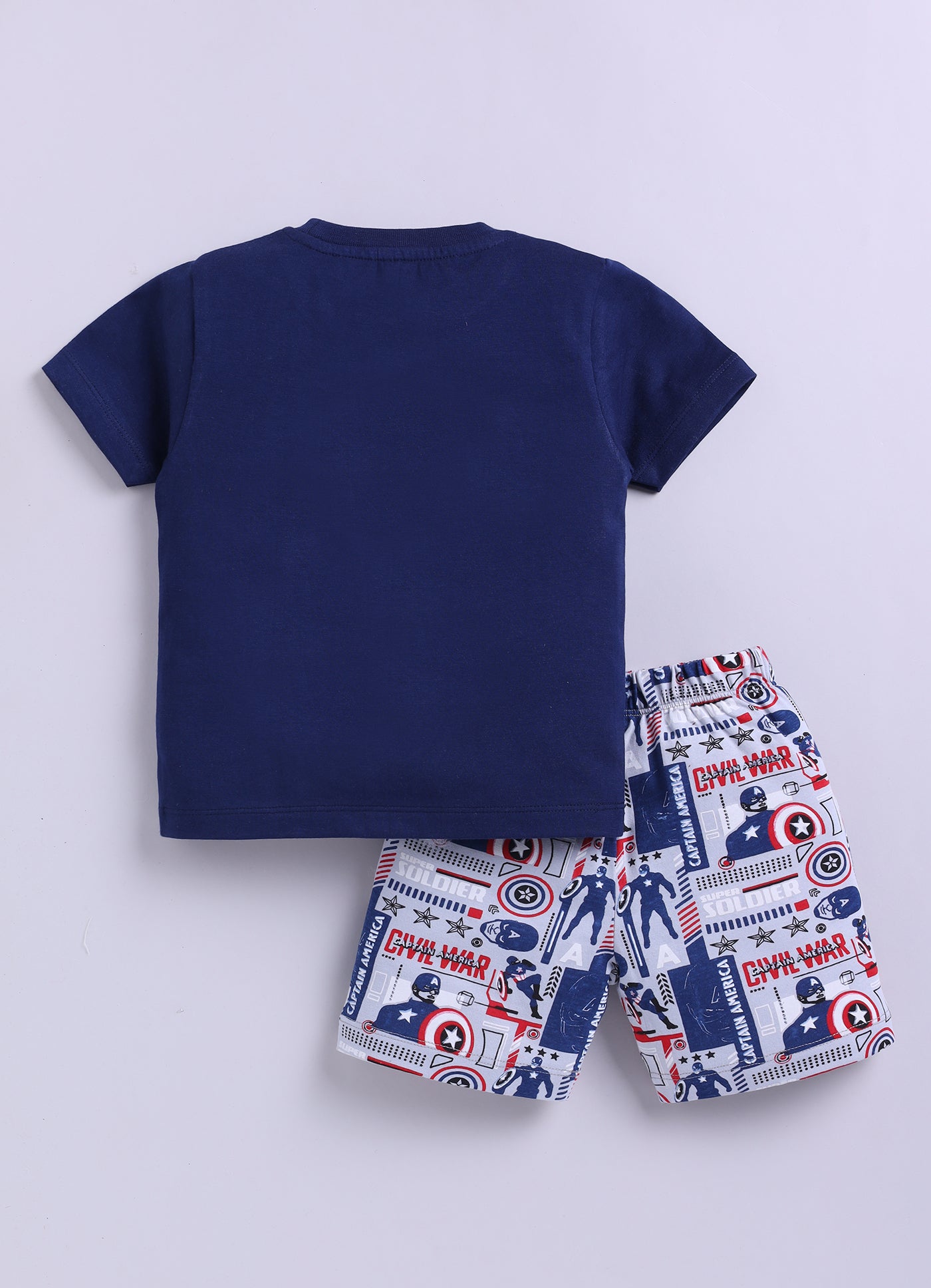 Baby Boys Captain America Casual T-shirt Shorts  (WHITE)