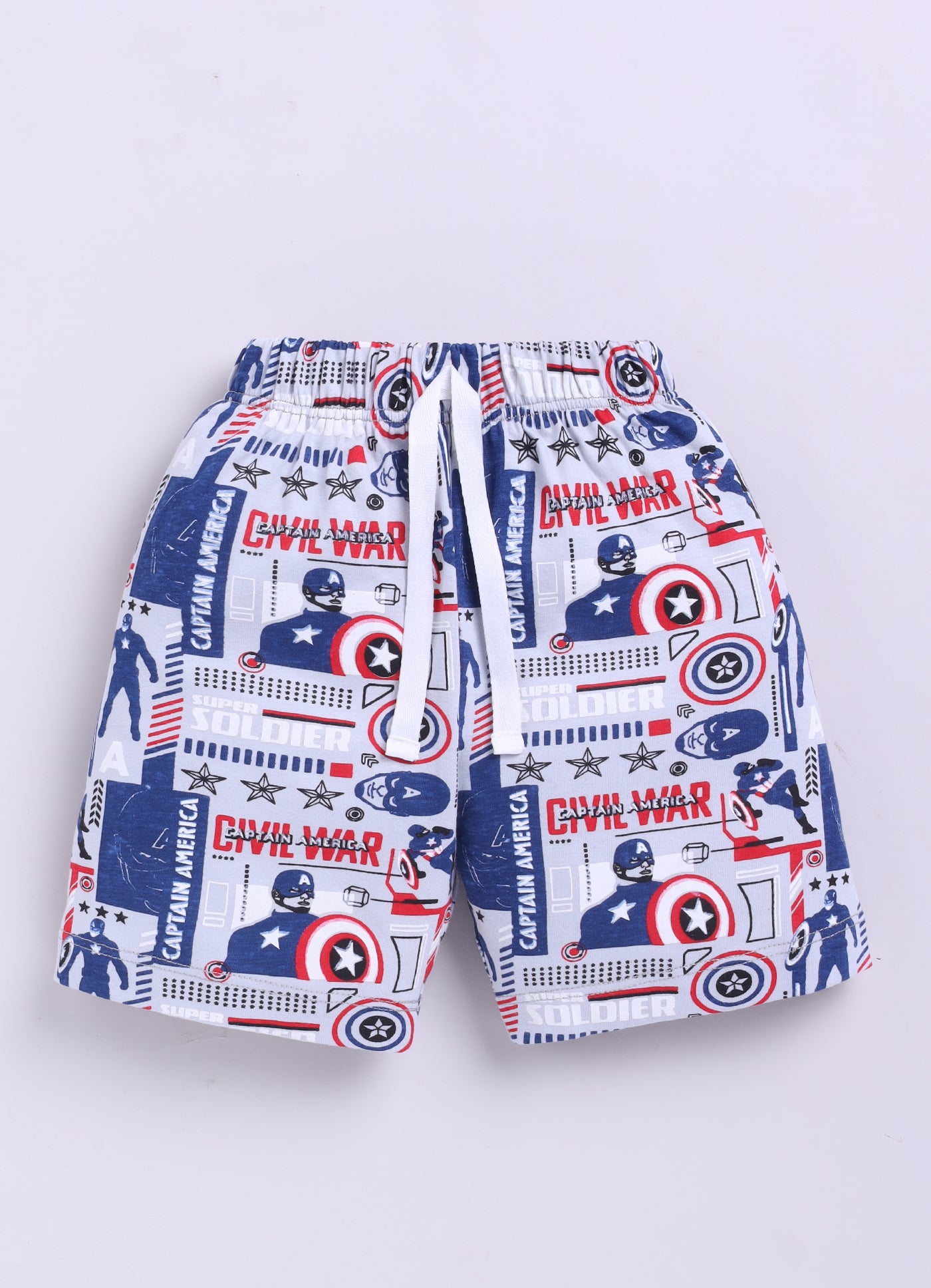 Baby Boys Captain America Casual T-shirt Shorts  (WHITE)